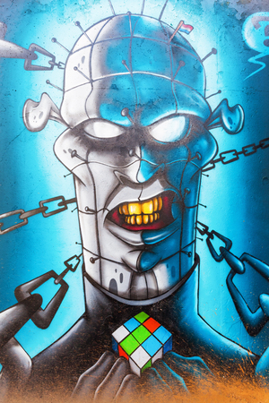 Eindhoven, Netherlands - April 12, 2016: mural artwork at Step in the Arena in Eindhoven. It is a place where every years an international street art festival take place.のeditorial素材