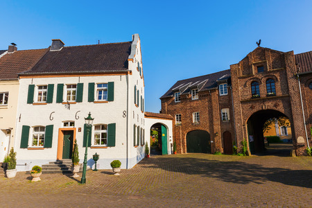 Bedburg, Germany - May 10, 2017: townscape of Kaster. Kaster is a district of Bedburg in the Rhein-Erft-Kreis. It is known for its well preserved historic townscapeのeditorial素材