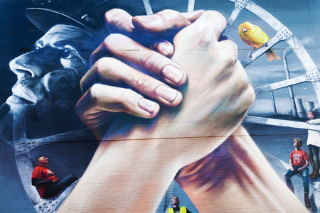 Heerlen, Netherlands - April 11, 2016: fantastic street art in Heerlen. Since a few years Heerlen became a popular place for street art with a lot of great muralsのeditorial素材