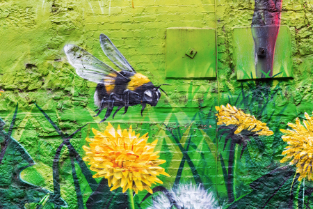 Glasgow, UK - September 12, 2016: street art in Glasgow. Street art has moved from the beginnings of graffiti and vandalism to new modes where artists show messages or beauty of their artのeditorial素材