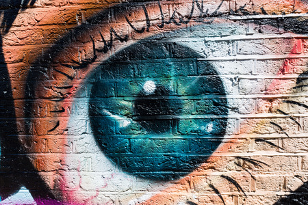 London, UK - June 15, 2016: street art in London. Street art has moved from the beginnings of graffiti and vandalism to new modes where artists work to bring messages, or just beauty, to an audienceのeditorial素材