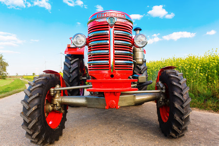 Aldenhoven, Germany - October 18, 2017: historical tractor made by HÃ¼rlimann. The trademark HÃ¼rlimann is a Swiss tractor producer established in 1929のeditorial素材