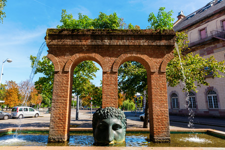 Strasbourg, France - September 09, 2018: aqueduct at the city of Strasbourg. It was erected in celebration of the year 2000 in the year 1998のeditorial素材