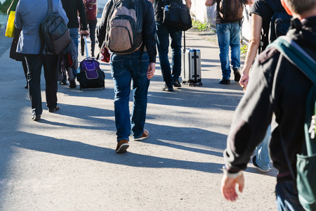 picture of commuters who walk on a roadの写真素材