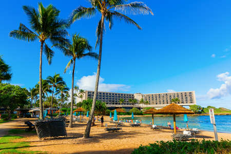Kahuku, Oahu, Hawaii - November 03, 2019: Turtle Bay Resort with unidentified people on Oahu. Oahu is the third-largest of the Hawaiian Islands and a popular travel destinationのeditorial素材