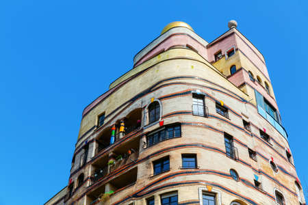 Darmstadt, Germany April 08, 2018: Waldspirale building in Darmstadt. It was designed by Friedensreich Hundertwasser, completed 2000のeditorial素材