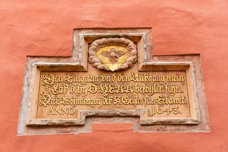 Stralsund, Germany May 12, 2018: detail of a historic building in Stralsund. The historic Stralsund old town island is a UNESCO World Heritage Siteのeditorial素材