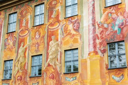 facade detail of the historic town hall in Bamberg, Bavaria, Germanyの写真素材