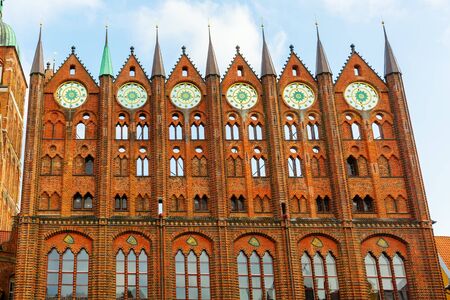facade of the historical city hall of Stralsund, Germany