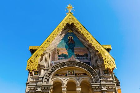 gable of the Russian Chapel on the Mathildenhoehe in Darmstadt, Germanyの写真素材