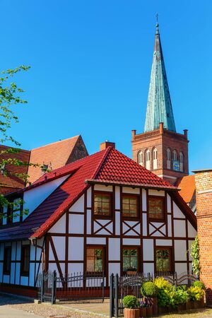 picture of an old building and church in Bergen auf Ruegen, Germanyの写真素材