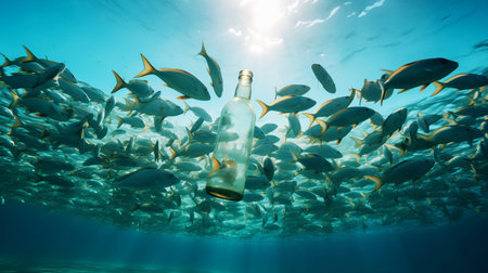 Marine pollution threatens our marine life and its biodiversity, ai generated imageの素材