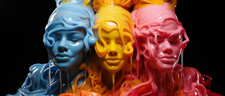 ai generated image of a portrait of a group of women covered in liquid paintの素材