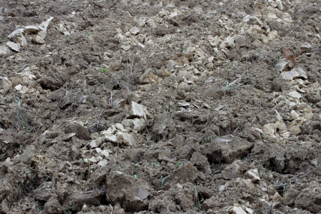 Background image of a plowed fieldの写真素材