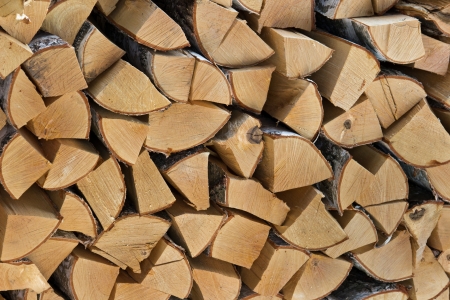 Pile of wood logs ready for winterの写真素材