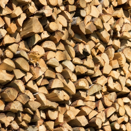 Pile of wood logs ready for winterの写真素材