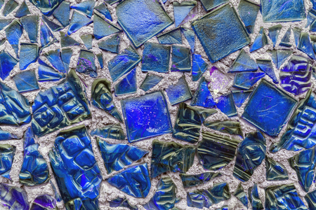 The blue  vintage glass tiles wall decorationの写真素材
