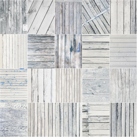 Big collection of white wood texture backgroundsの写真素材