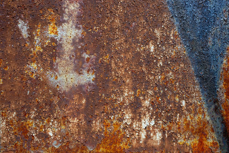 Old painted metal texture with traces of rust and cracks.の写真素材