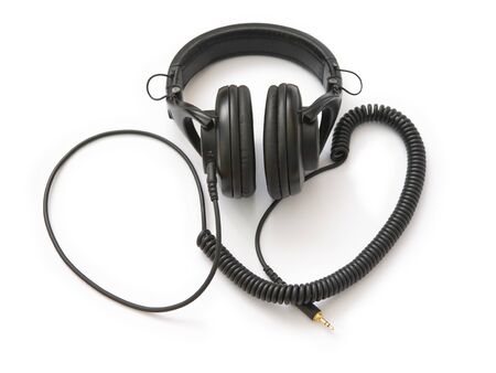 Audio headphones isolated on white Backroundの写真素材