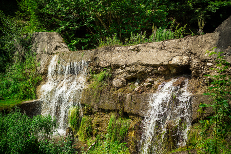 Shot  to a river falling over rocksの写真素材