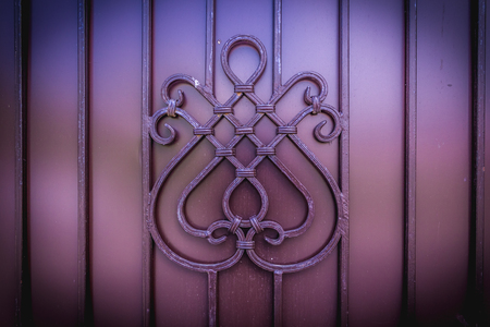 Shot to a metal floral vintage fence patternの写真素材