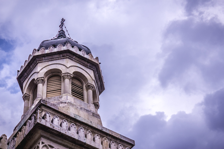Shot to one tower of a orthodox cathedral in Cluj Napoca, Romaniaの写真素材