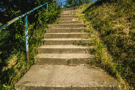 Shot to a a few stairs from a park in the midst of summerの写真素材