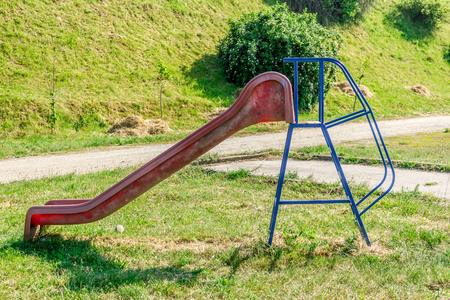 Slider for kids in the summer time. Shot taken on a kids playgroundの写真素材