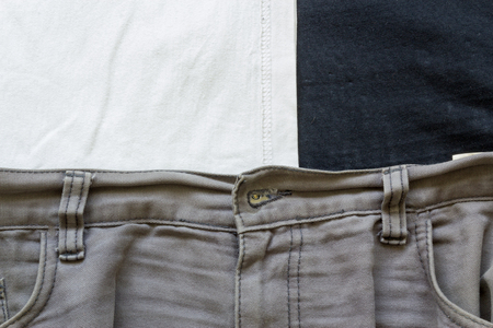 Clothing Fabric Texture Background. Top View of Cloth Textile Surface. Text Spaceの写真素材