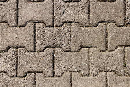Brick pavement of the Romanian footpath pattern, top view, for backgroundの写真素材