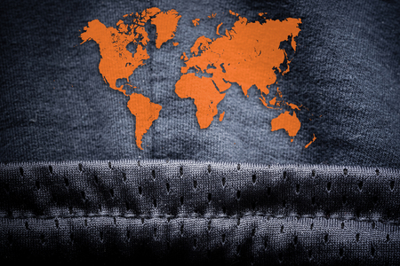 World map on sportswear background. Sport league concept bannerの写真素材