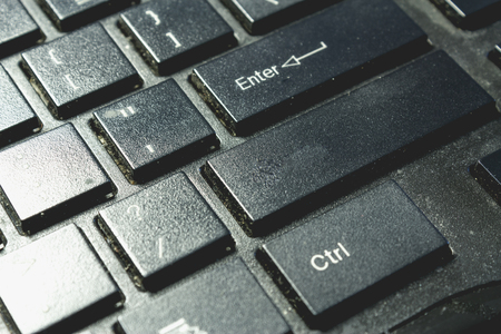 Closeup to keyboard. Empty button for custom textの写真素材