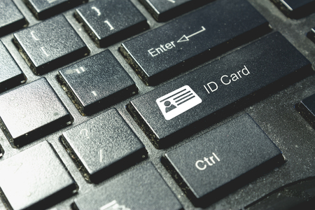 ID card icon on keyboard. Cyber security conceptの写真素材