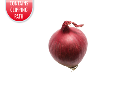Red onion isolated on white with clipping or working pathの写真素材