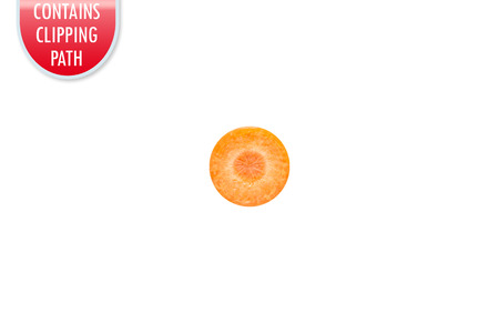 Carrot slice isolated on white with clipping or working pathの写真素材
