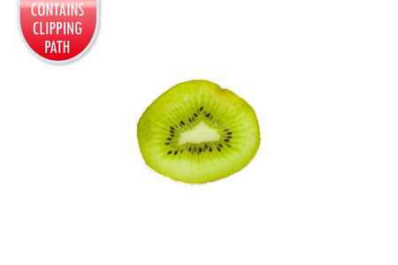 Kiwi slice fruit isolated on white with clipping or working pathの写真素材