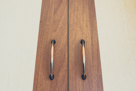 Wood texture background. Closeup to handle of a furniture.の写真素材