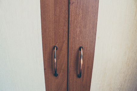 Wood texture background. Closeup to handle of a furniture.の写真素材