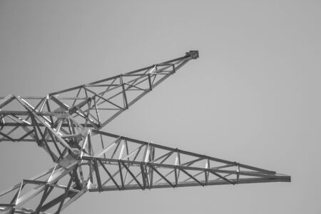 Black and white of an high voltage pole partの写真素材