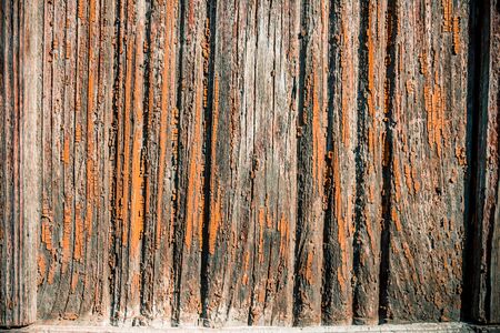 Close up to a rustic wooden fence texture with fibersの写真素材