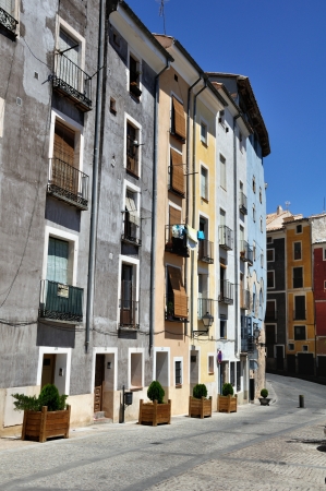 View of painted houses of Cuenca, Spainのeditorial素材