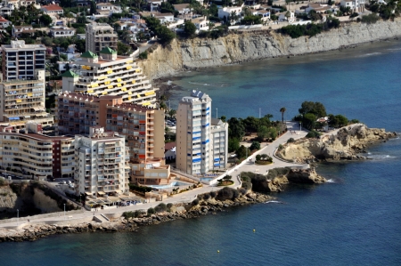 Coastline of Mediterranean Resort Calpe, Spain with Sea and Beachの写真素材
