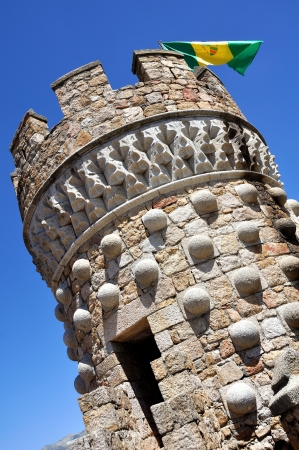 Tower of Castle of the Mendoza in Manzanares el Real, Spainのeditorial素材