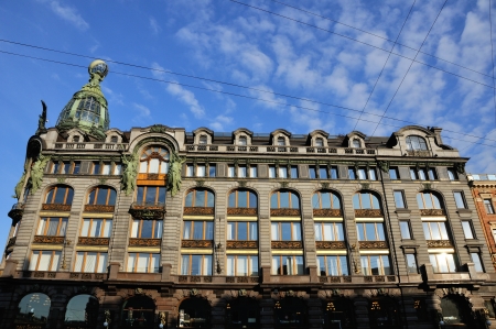 Old building of Zinger Company in Saint Petersburg, Russia with blue sky at the backgroundのeditorial素材