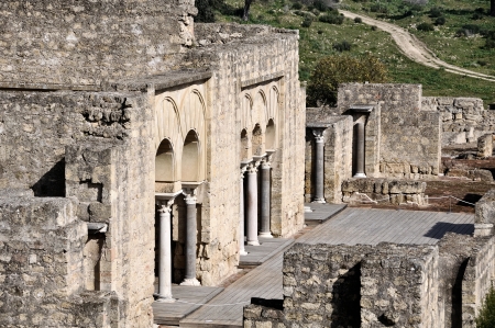 Columns and arches of Upper Basilic Building. Medina Azahara. Cordoba, Andalusia, Spainのeditorial素材