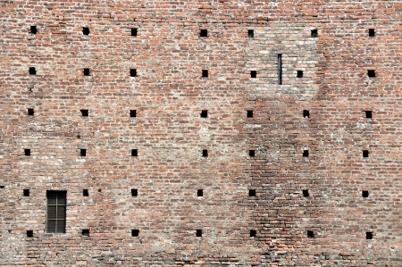 Stone Wall of a Sforza Castle, Milan, Italy. Backgroundのeditorial素材