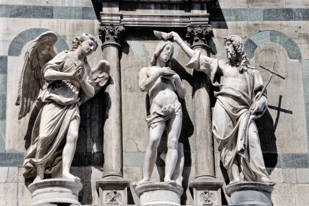 Close view of wall of Cathedral Santa Maria del Fiore, Florence, Italyの写真素材