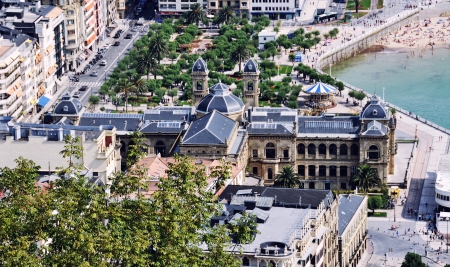 Buildings of Old Part of San Sebastian City, Spainの写真素材