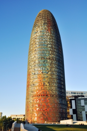 BARCELONA, SPAIN - MAY 5: Torre Agbar in the Poblenou neighborhood on May 5, 2013 in Barcelona, Spain. Owned by the Agbar Group, it is a 38-story skyscraper / tower and a famous landmark of the cityのeditorial素材